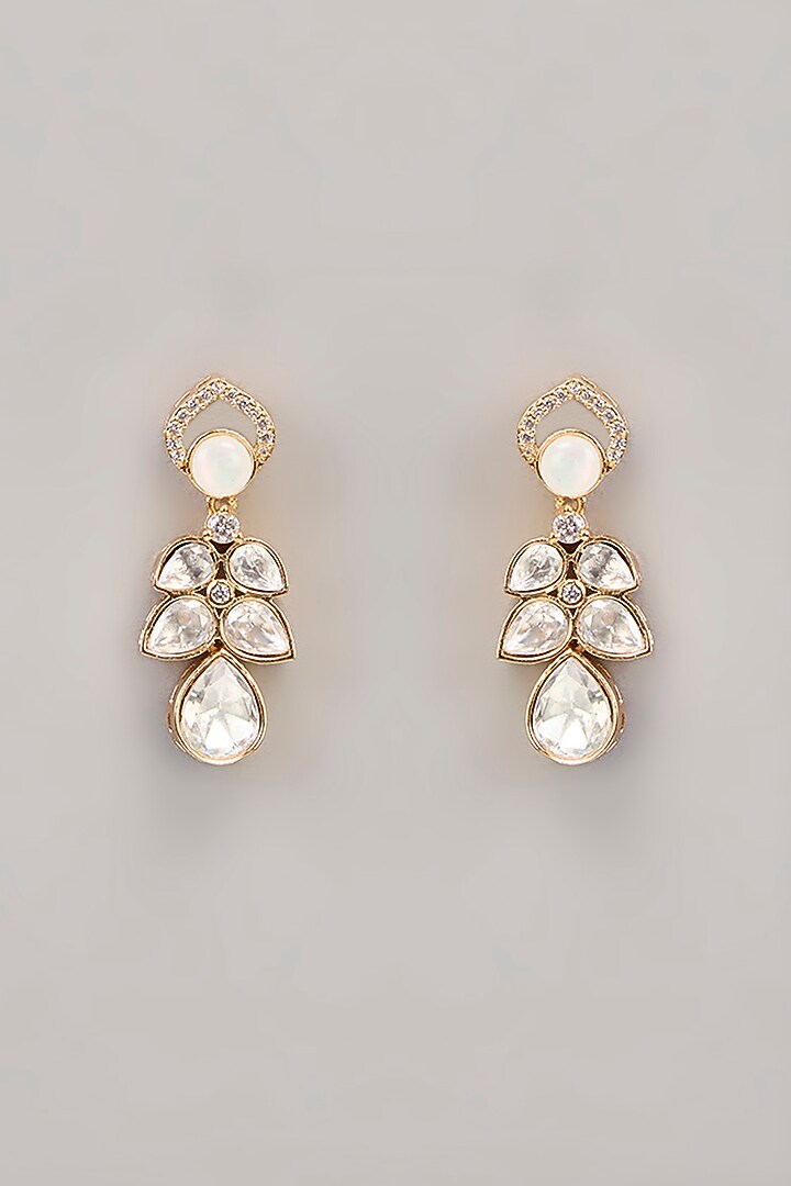 Gold Finish Kundan Polki Necklace Set by Aura Trends at Pernia's Pop Up Shop