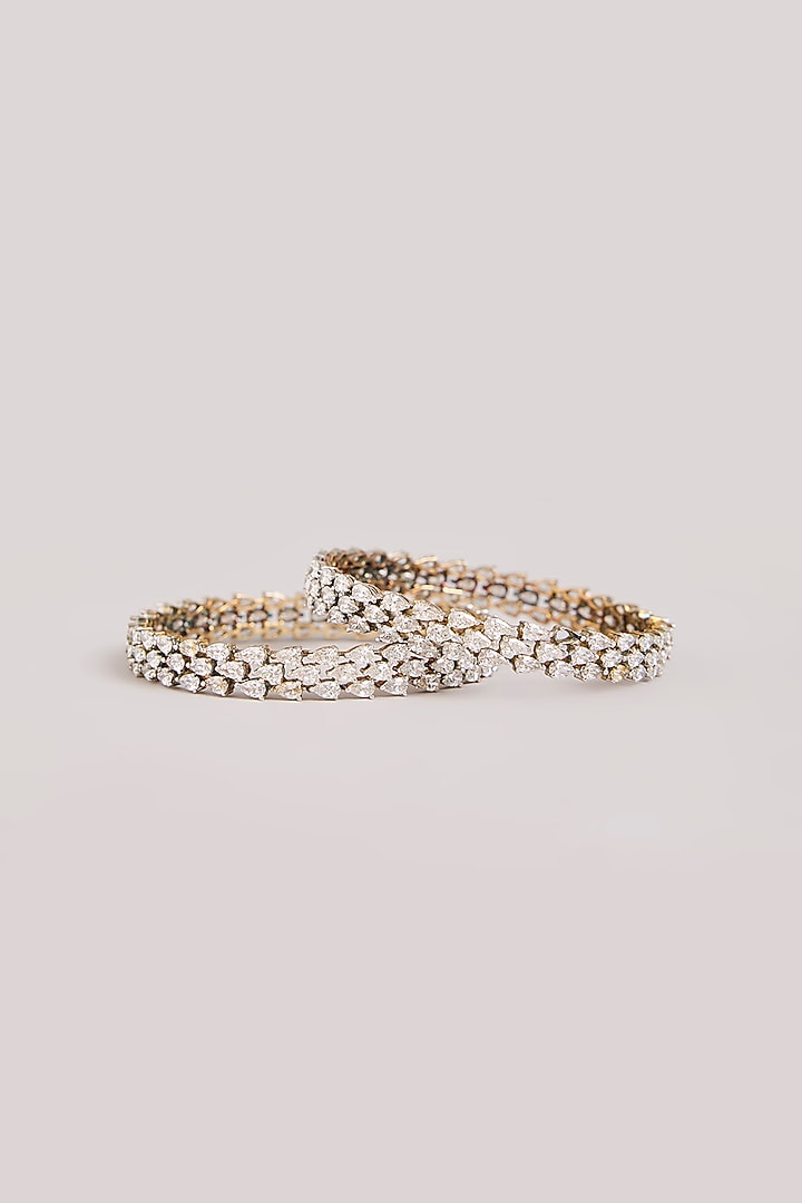 Two-Tone Finish American Diamond Bangles In Sterling Silver (Set Of 2) by Aura Trends at Pernia's Pop Up Shop