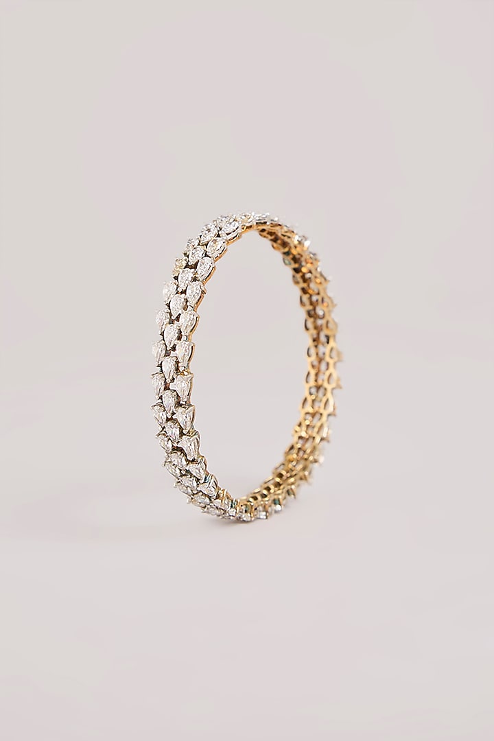 Two-Tone Finish American Diamond Bangles In Sterling Silver (Set Of 2) by Aura Trends at Pernia's Pop Up Shop