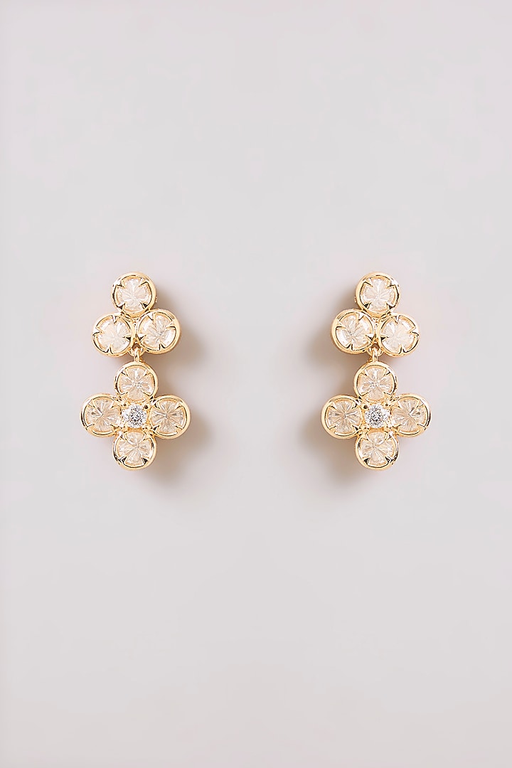 Gold Finish Kundan Polki Floret Choker Necklace Set by Aura Trends at Pernia's Pop Up Shop