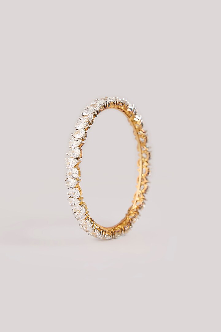 Antique Gold Finish American Diamond Bangles In Sterling Silver (Set Of 2) by Aura Trends at Pernia's Pop Up Shop