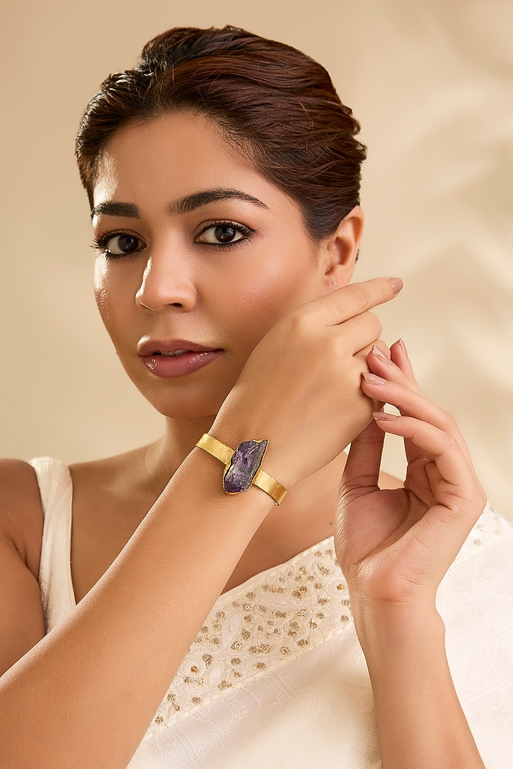 Gold Finish Purple Stone Ring by Aura Trends at Pernia's Pop Up Shop