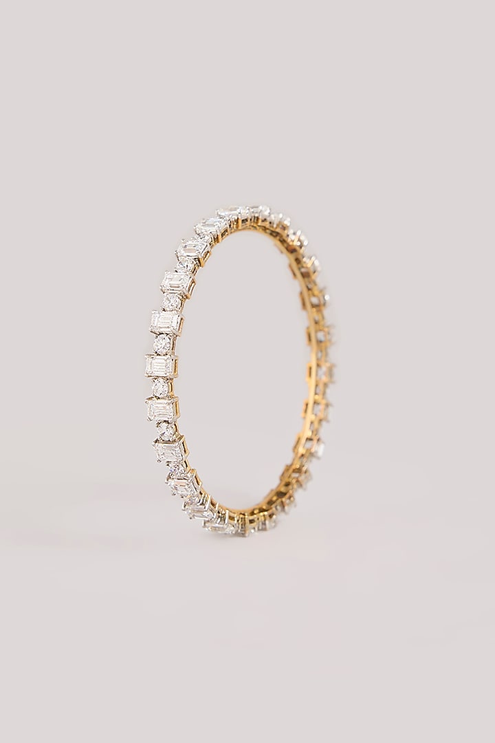 Two-Tone Finish Kundan Polki & American Diamond Bangles (Set Of 2) by Aura Trends at Pernia's Pop Up Shop