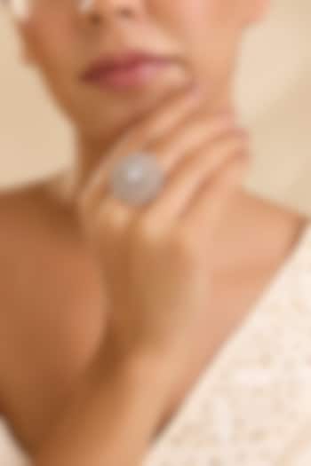 Silver Finish Kundan Polki & American Diamond Ring by Aura Trends at Pernia's Pop Up Shop