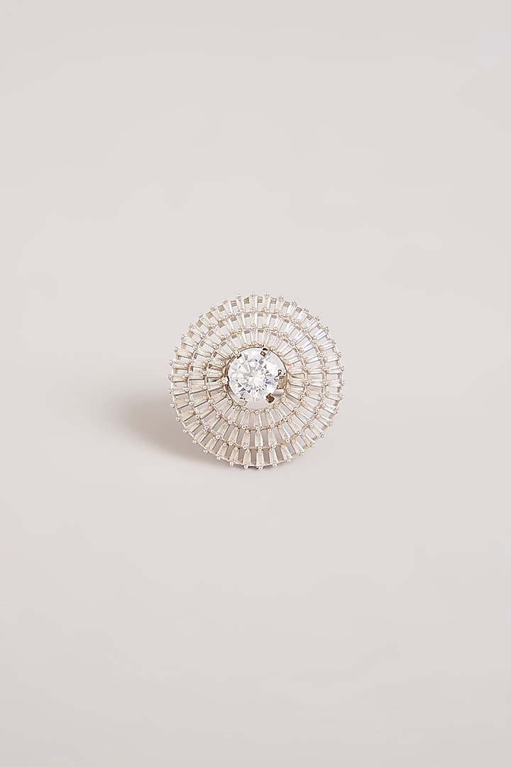 Silver Finish Kundan Polki & American Diamond Ring by Aura Trends at Pernia's Pop Up Shop