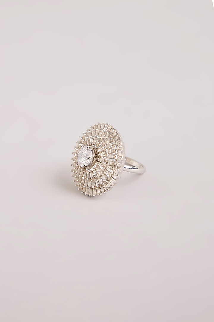 Silver Finish Kundan Polki & American Diamond Ring by Aura Trends at Pernia's Pop Up Shop