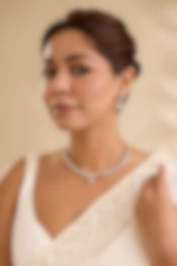 Gold Finish Marquise-Cut Crystal Necklace Set by Aura Trends at Pernia's Pop Up Shop