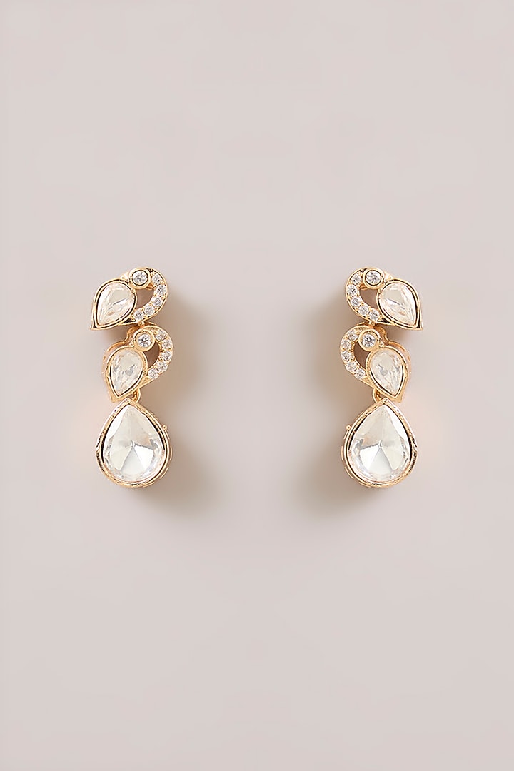 Gold Finish Marquise-Cut Crystal Necklace Set by Aura Trends at Pernia's Pop Up Shop
