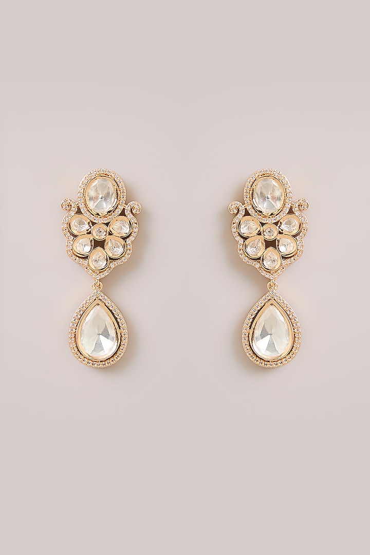 Gold Finish Kundan Polki Layered Necklace Set by Aura Trends at Pernia's Pop Up Shop