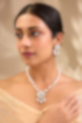 Gold Finish Kundan Polki & Pearl Beaded Necklace Set by Aura Trends at Pernia's Pop Up Shop