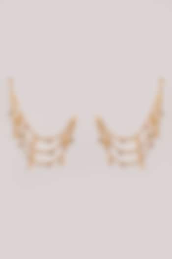 Gold Finish Kundan Polki & Multi-Colored Stone Earchains by Aura Trends at Pernia's Pop Up Shop