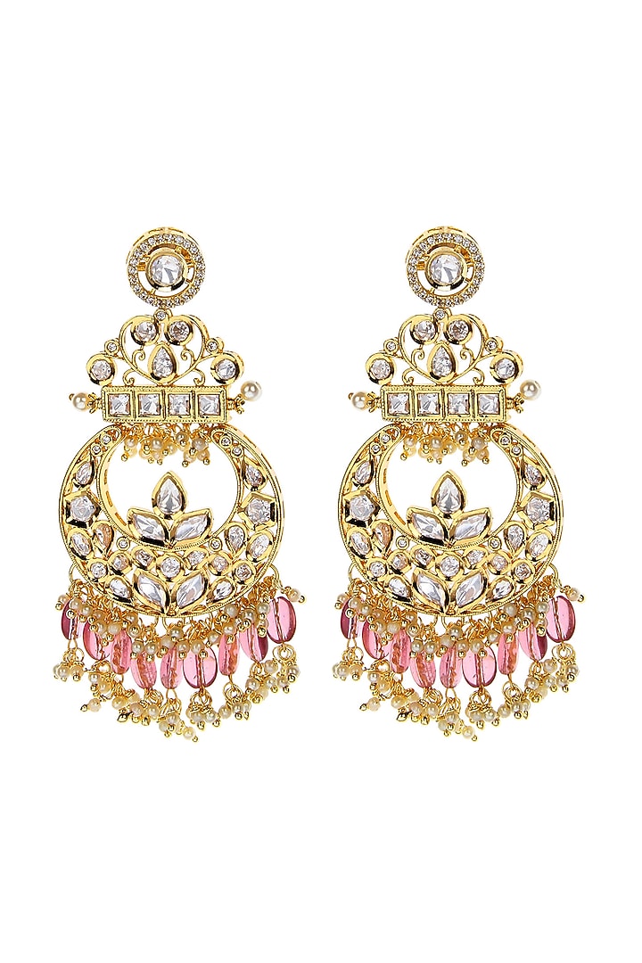 Gold Plated Kundan Polki Chaandbali Earrings by Aura Trends at Pernia's Pop Up Shop