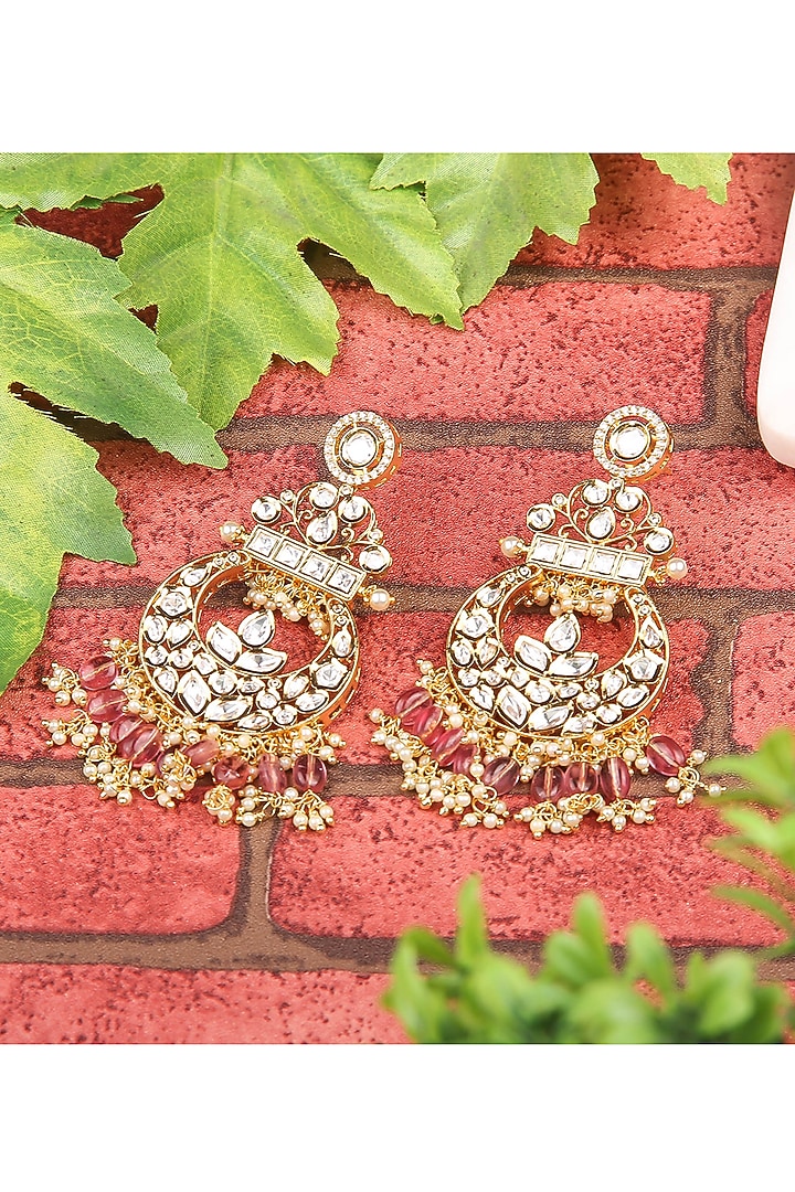Gold Plated Kundan Polki Chaandbali Earrings by Aura Trends at Pernia's Pop Up Shop