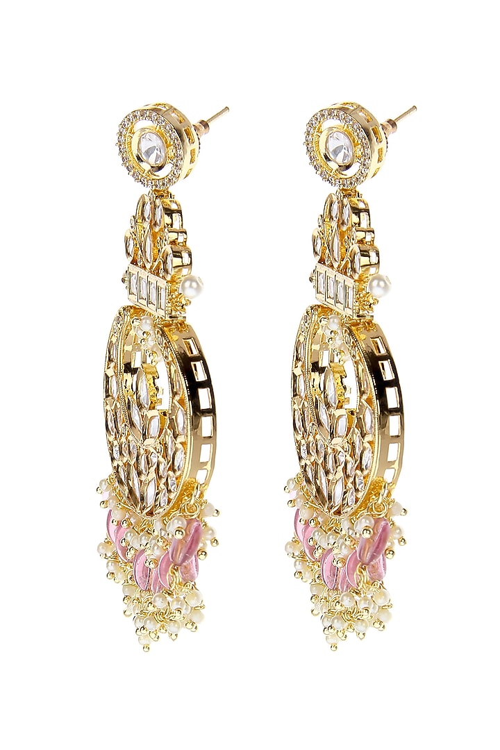 Gold Plated Kundan Polki Chaandbali Earrings by Aura Trends at Pernia's Pop Up Shop