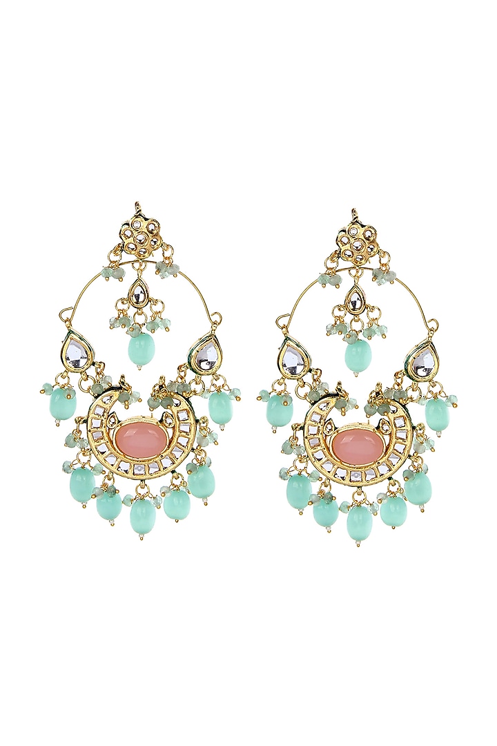 Gold Plated Kundan Polki & Pearls Chaandbali Earrings by Aura Trends at Pernia's Pop Up Shop