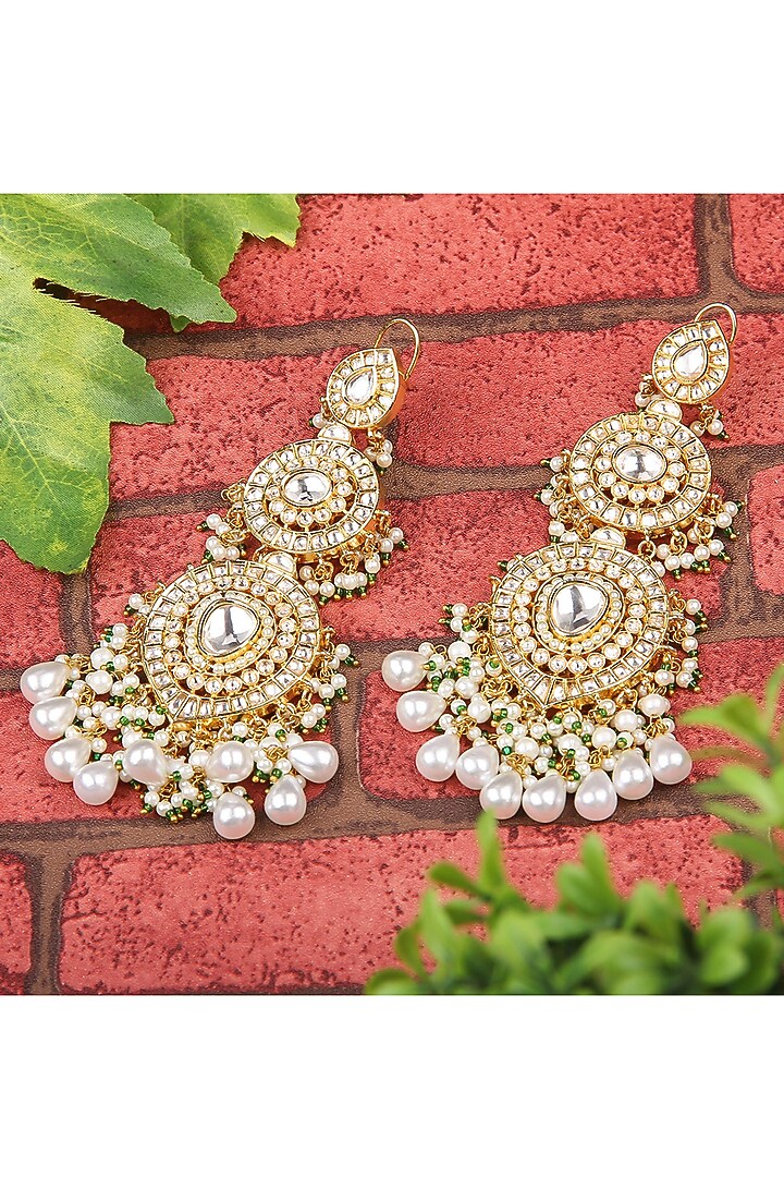 Gold Plated Kundan Polki Dangler Earrings by Aura Trends at Pernia's Pop Up Shop