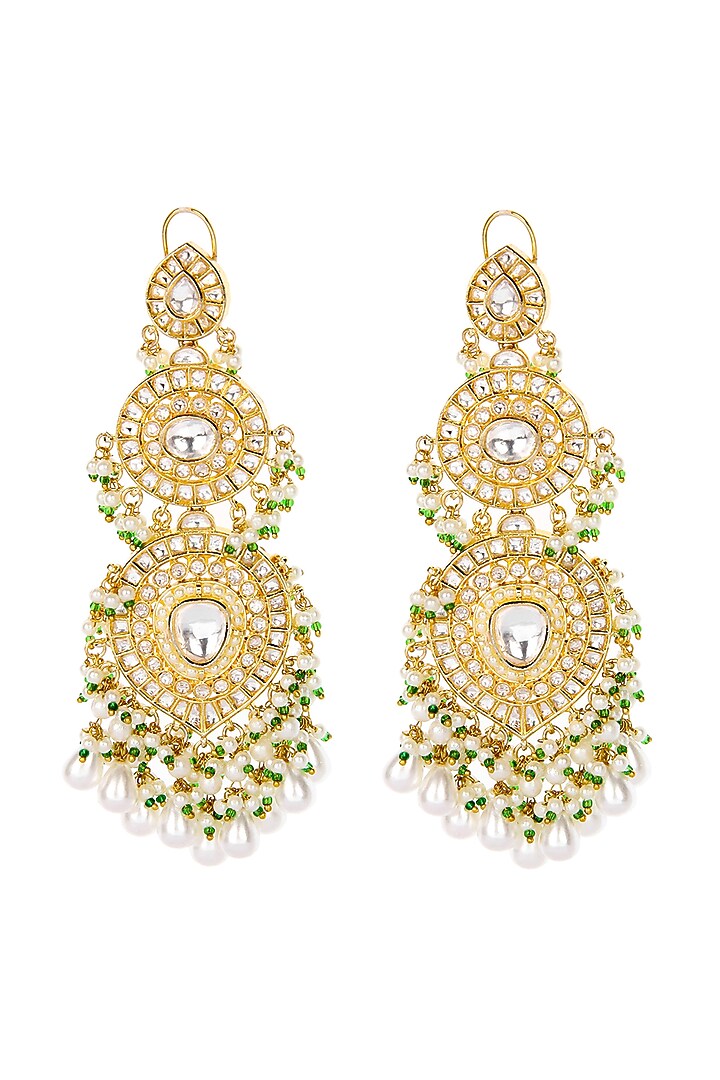 Gold Plated Kundan Polki Dangler Earrings by Aura Trends at Pernia's Pop Up Shop