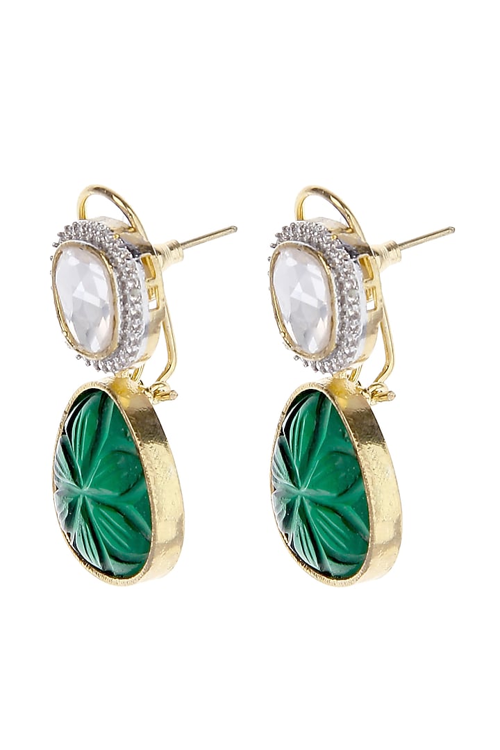Gold Plated Kundan Polki & Pearls Stud Earrings by Aura Trends at Pernia's Pop Up Shop