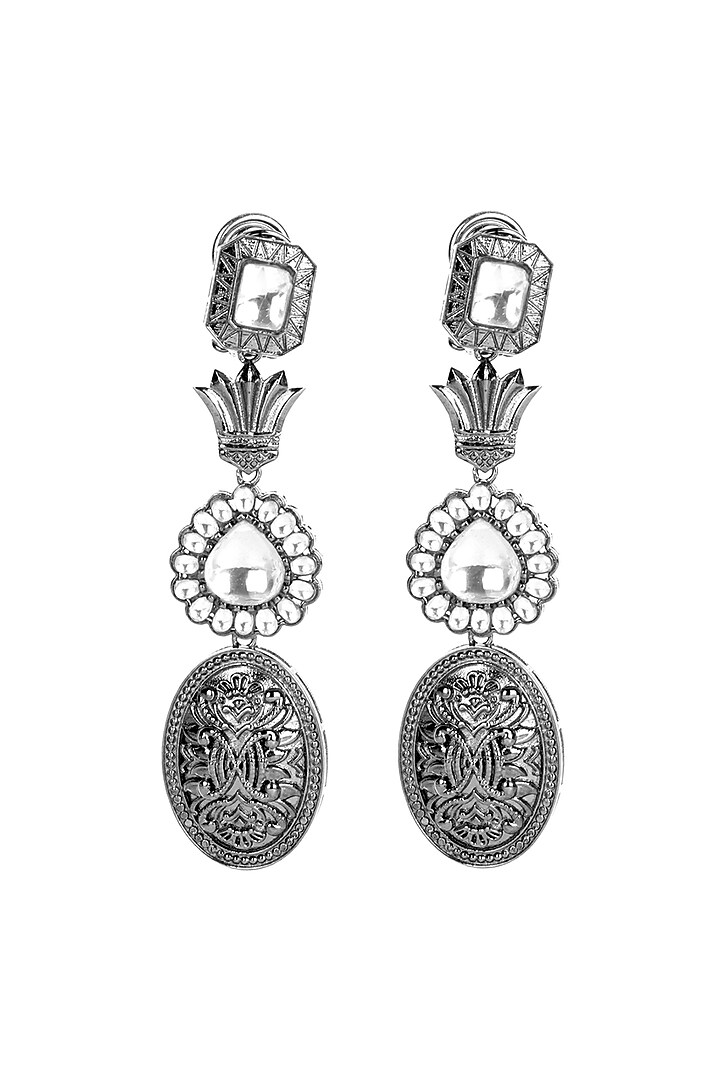 Silver Finish Pearls Dangler Earrings by Aura Trends at Pernia's Pop Up Shop