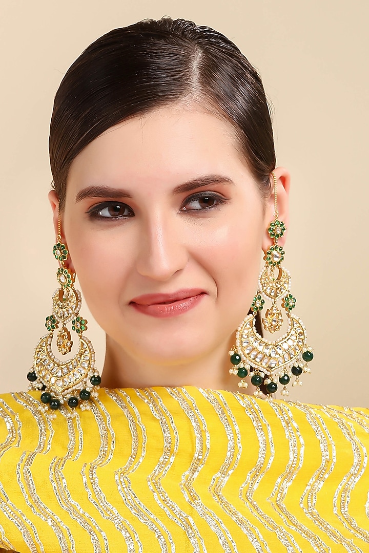 Gold Plated Dangler Earrings With Pearls by Aura Trends at Pernia's Pop Up Shop