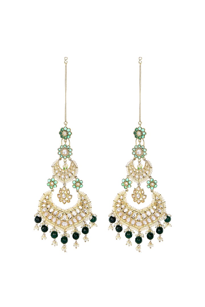 Gold Plated Dangler Earrings With Pearls by Aura Trends at Pernia's Pop Up Shop