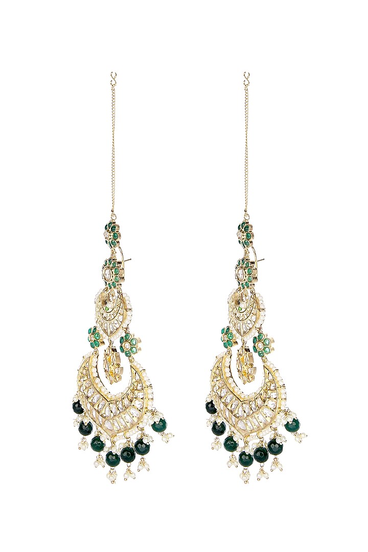 Gold Plated Dangler Earrings With Pearls by Aura Trends at Pernia's Pop Up Shop