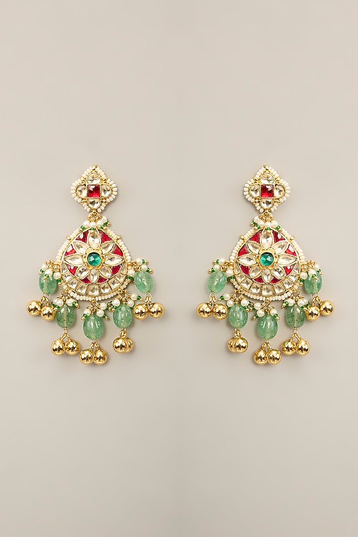 Gold Finish Kundan Polki & Pearl Necklace Set by Aura Trends at Pernia's Pop Up Shop