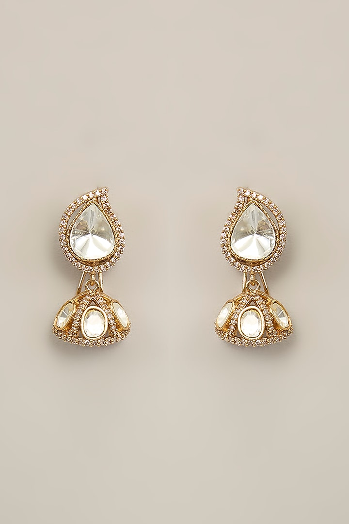 Two-Tone Finish Kundan Polki & Pearl Long Necklace Set by Aura Trends at Pernia's Pop Up Shop