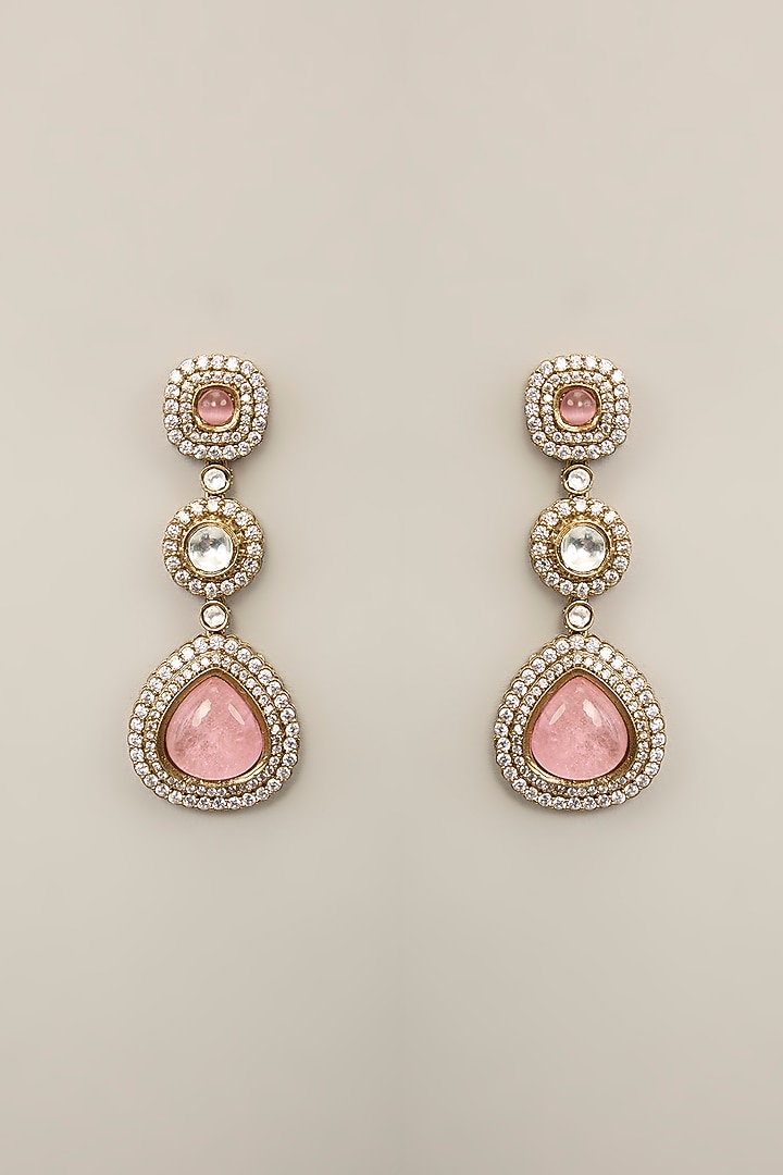 Two-Tone Finish Pink Zircon Beaded Necklace Set by Aura Trends at Pernia's Pop Up Shop