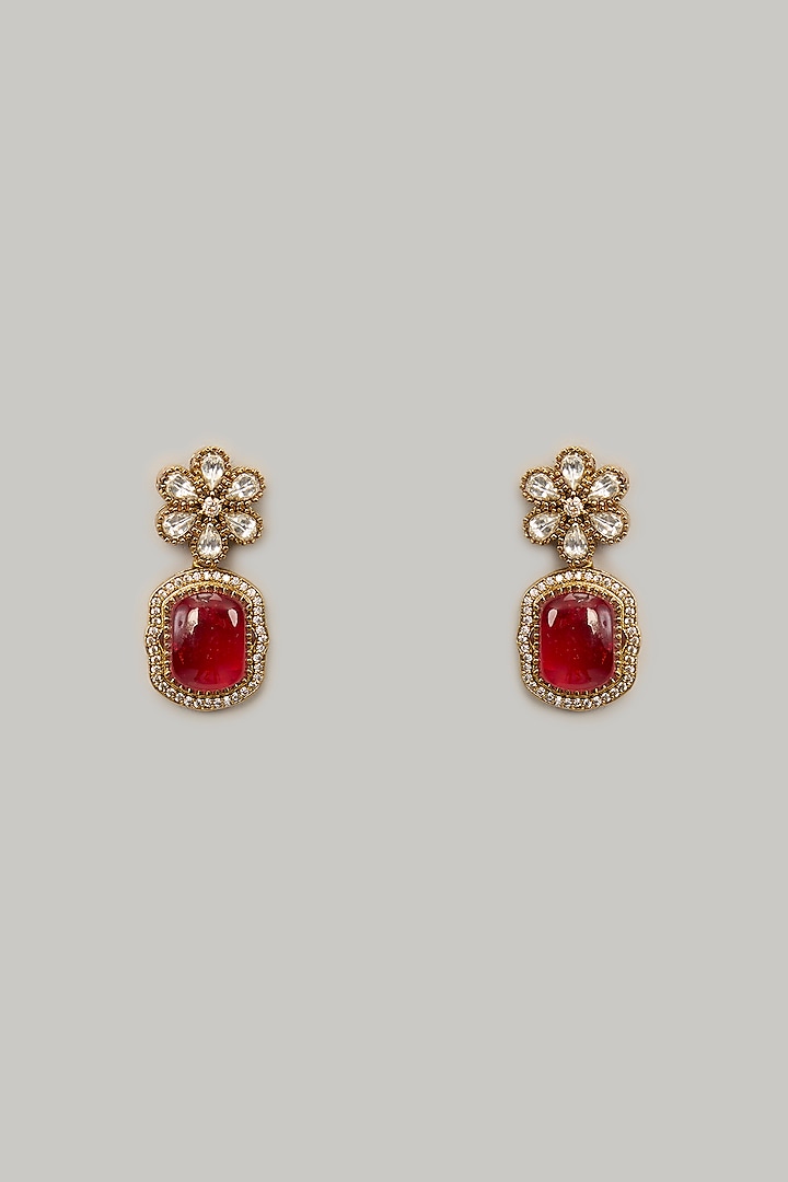 Two-Tone Finish Kundan Polki & Red Stone Necklace Set by Aura Trends at Pernia's Pop Up Shop