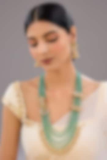 Two-Tone Finish Kundan Polki & Green Stone Long Mala Set by Auraa Trends at Pernia's Pop Up Shop