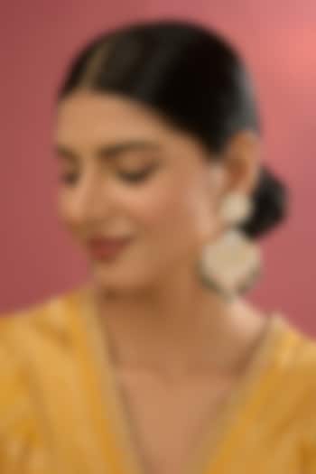 Gold Finish Zircon & Green Stone Chandbali Earrings by Auraa Trends at Pernia's Pop Up Shop