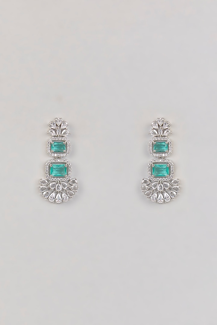 White Finish Zircon & Green Stone Necklace Set by Aura Trends at Pernia's Pop Up Shop