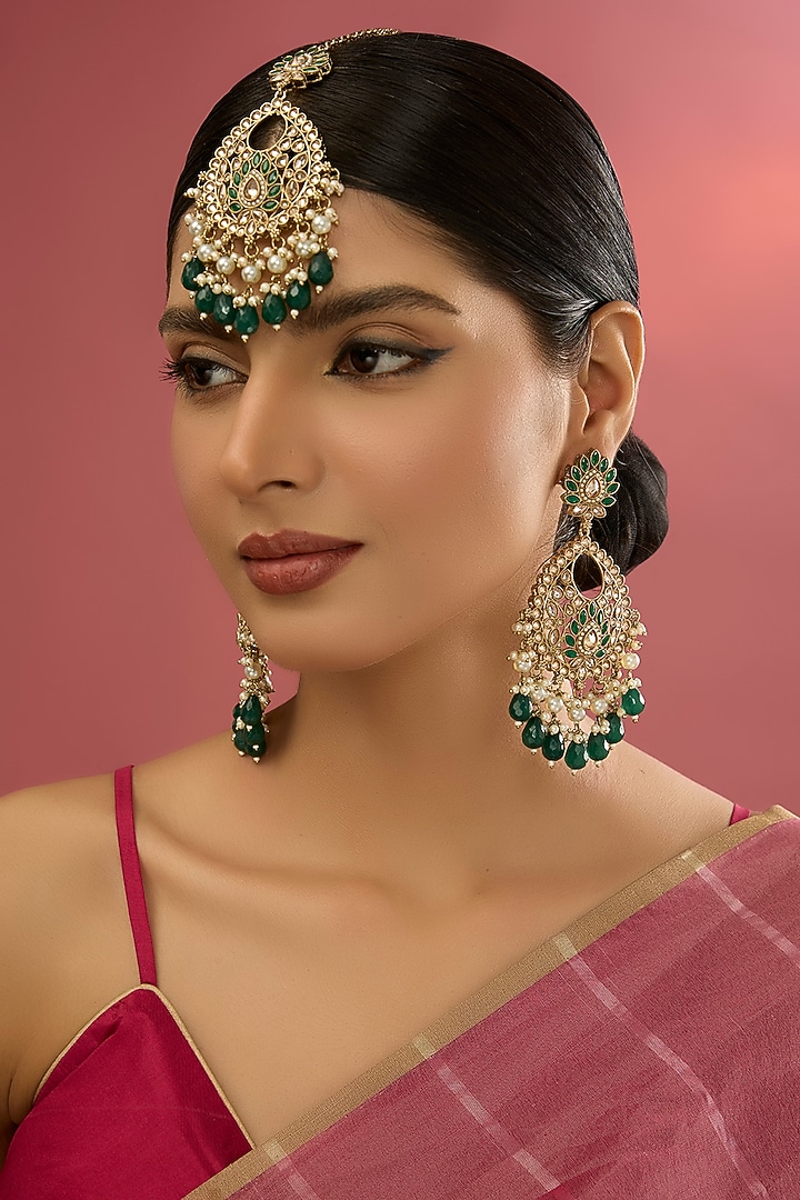 Gold Plated Kundan Polki Necklace Set by Aura Trends at Pernia's Pop Up Shop