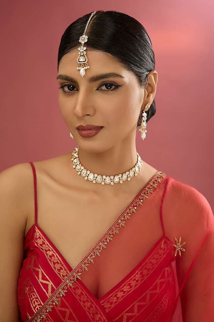 Gold Finish Zircon Necklace Set by Aura Trends at Pernia's Pop Up Shop