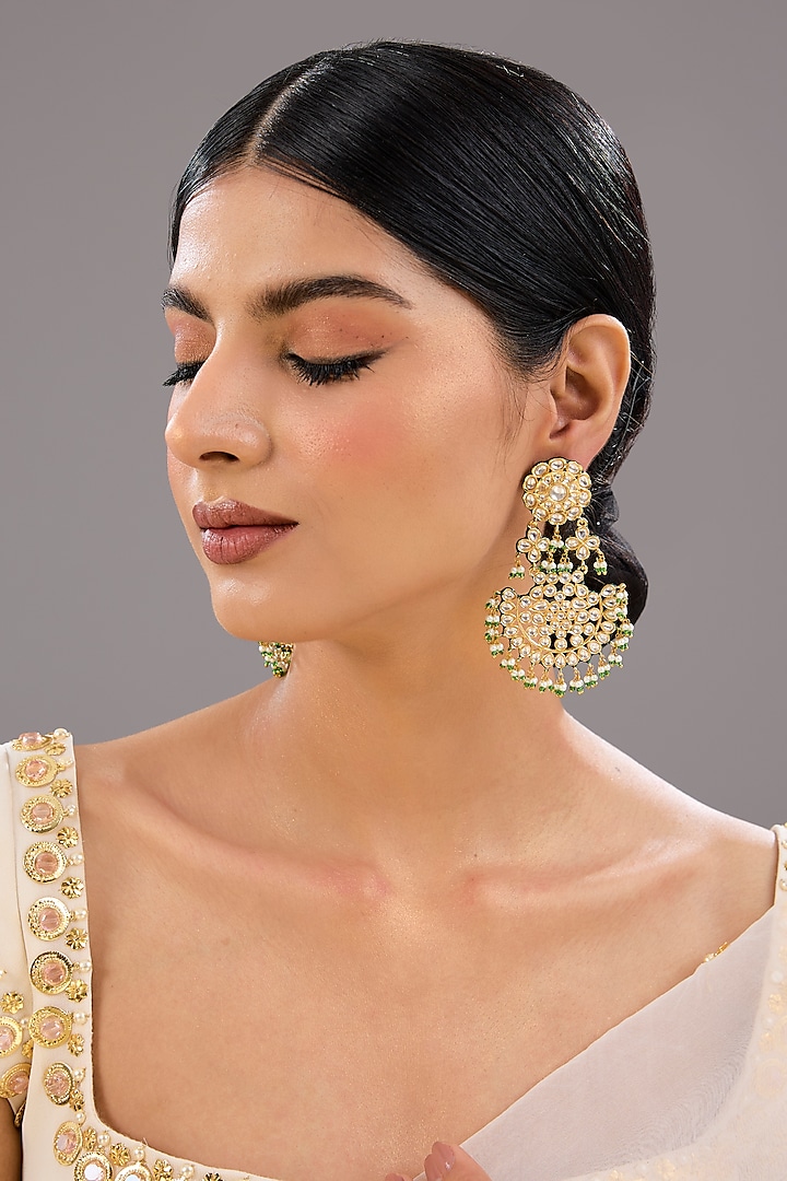 Gold Finish Zircon Dangler Earrings by Auraa Trends at Pernia's Pop Up Shop