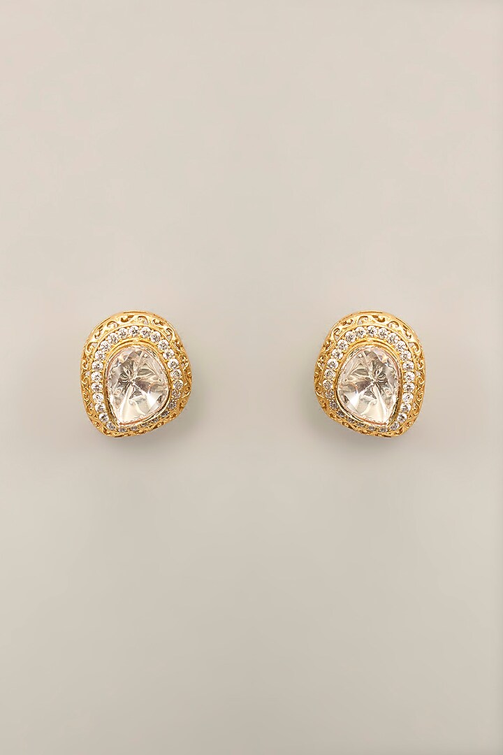 Gold Finish Kundan Polki & Pearl Necklace Set by Aura Trends at Pernia's Pop Up Shop