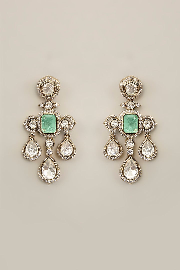 White Rhodium Finish Zircon & Blue Stone Necklace Set by Aura Trends at Pernia's Pop Up Shop