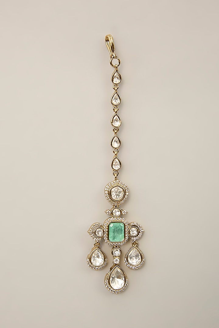 White Rhodium Finish Zircon & Blue Stone Necklace Set by Aura Trends at Pernia's Pop Up Shop