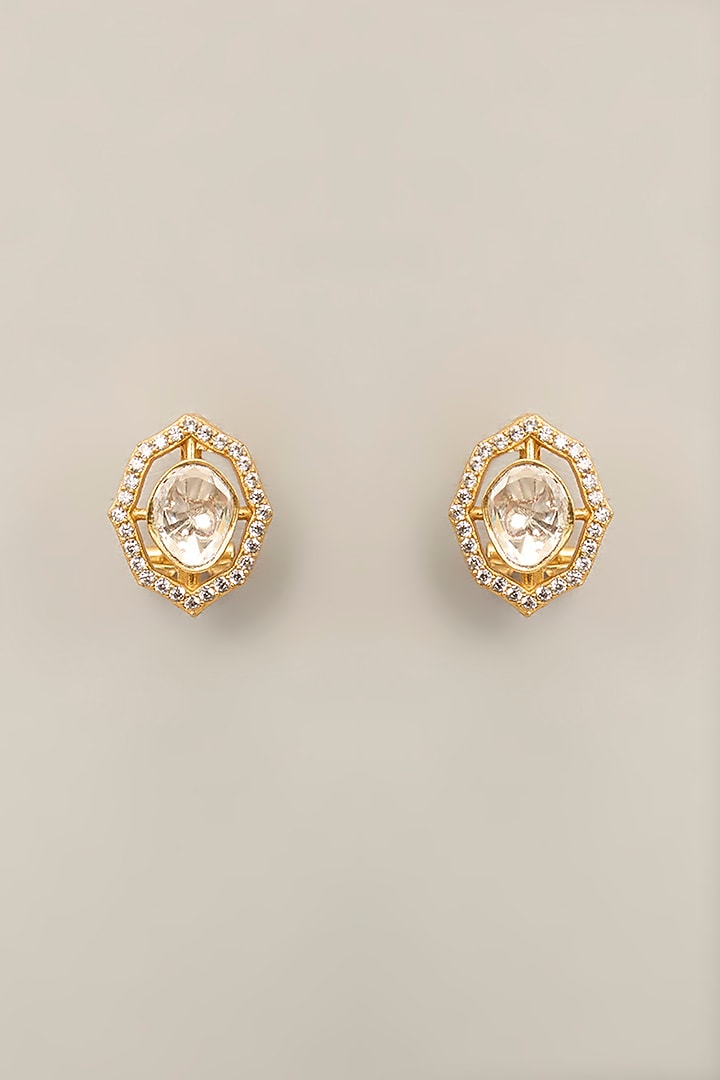 Black Rhodium Finish Kundan Polki & Pearl Necklace Set by Aura Trends at Pernia's Pop Up Shop