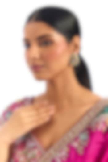 Gold Finish Kundan Polki & Pearl Stud Earrings by Auraa Trends at Pernia's Pop Up Shop