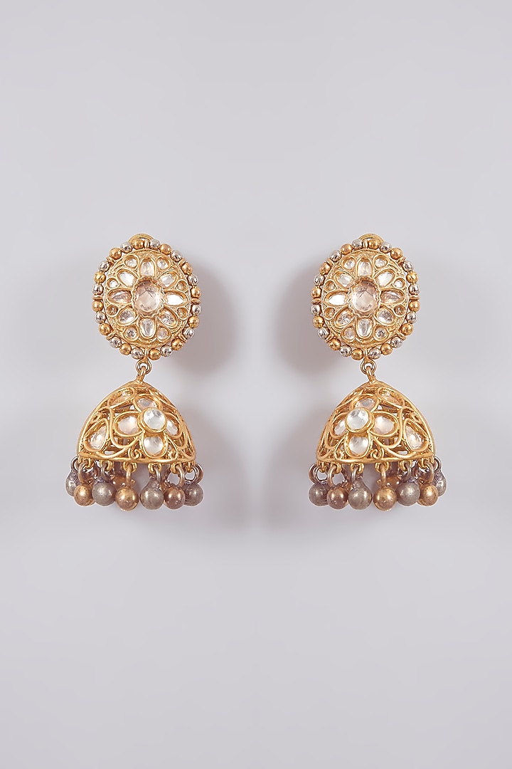 Gold Finish Kundan Polki Necklace Set by Aura Trends at Pernia's Pop Up Shop
