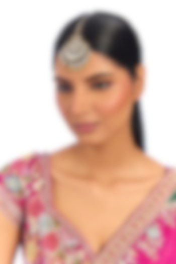 Gold Finish Kundan Polki & Pearl Maangtikka by Auraa Trends at Pernia's Pop Up Shop