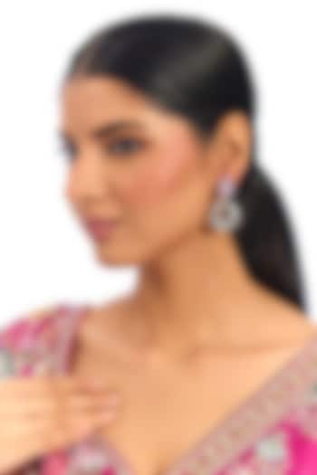 Gold Finish Crystal & Pink Stone Drop Earrings by Auraa Trends at Pernia's Pop Up Shop