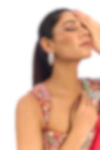 Silver Finish Crystal Hoop Earrings by Auraa Trends at Pernia's Pop Up Shop