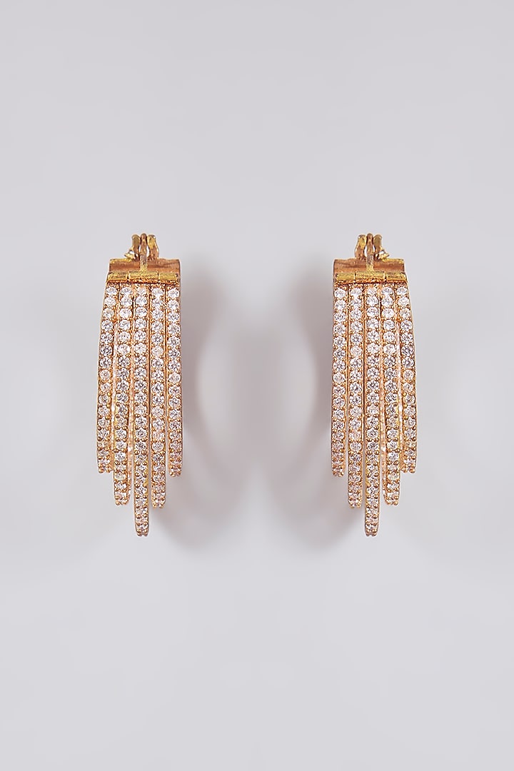 Silver Finish Crystal Hoop Earrings by Aura Trends at Pernia's Pop Up Shop