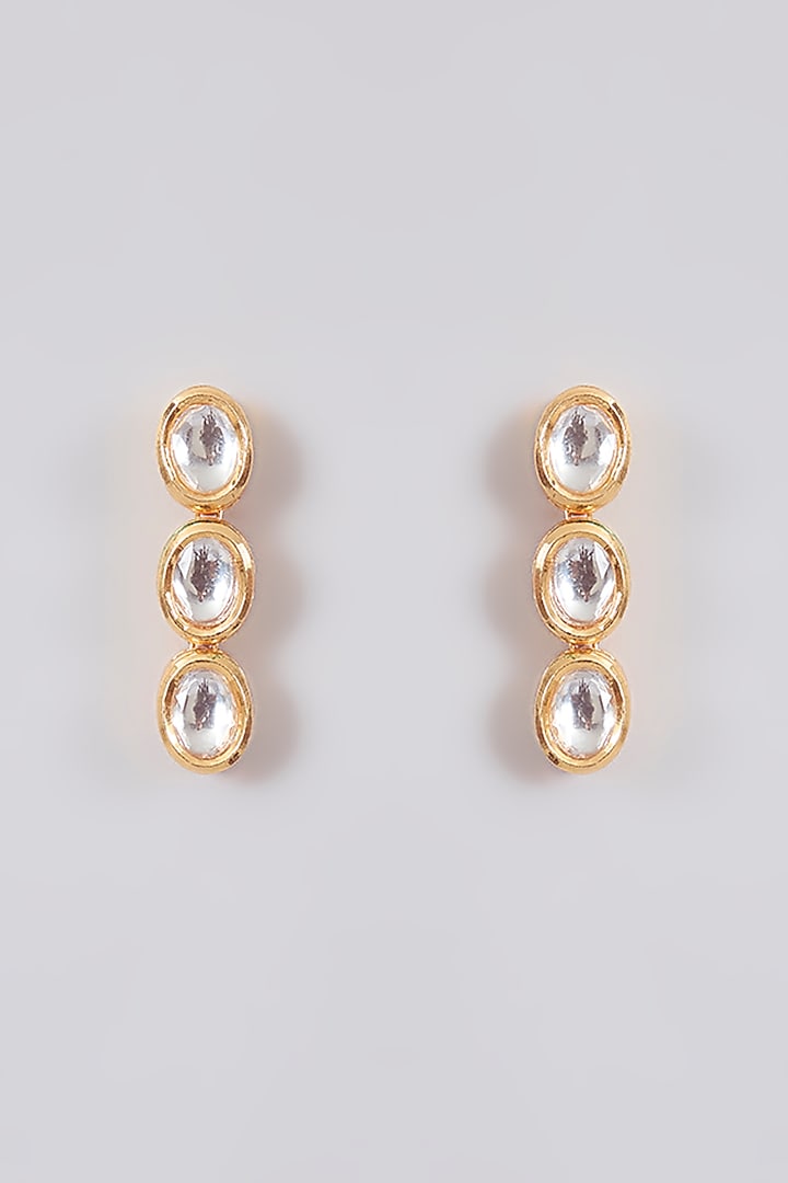 Gold Finish Kundan Polki & Crystal Choker Necklace Set by Aura Trends at Pernia's Pop Up Shop