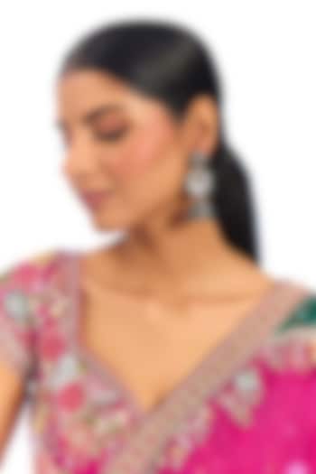 Oxidised Silver Finish Black Beaded Floral Jhumka Earrings by Auraa Trends at Pernia's Pop Up Shop