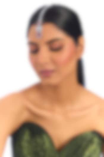 Gold Finish Kundan Polki & Ruby Stone Maangtikka by Auraa Trends at Pernia's Pop Up Shop