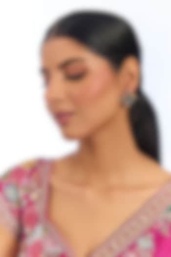 Gold Finish Kundan Polki Floral Stud Earrings by Auraa Trends at Pernia's Pop Up Shop